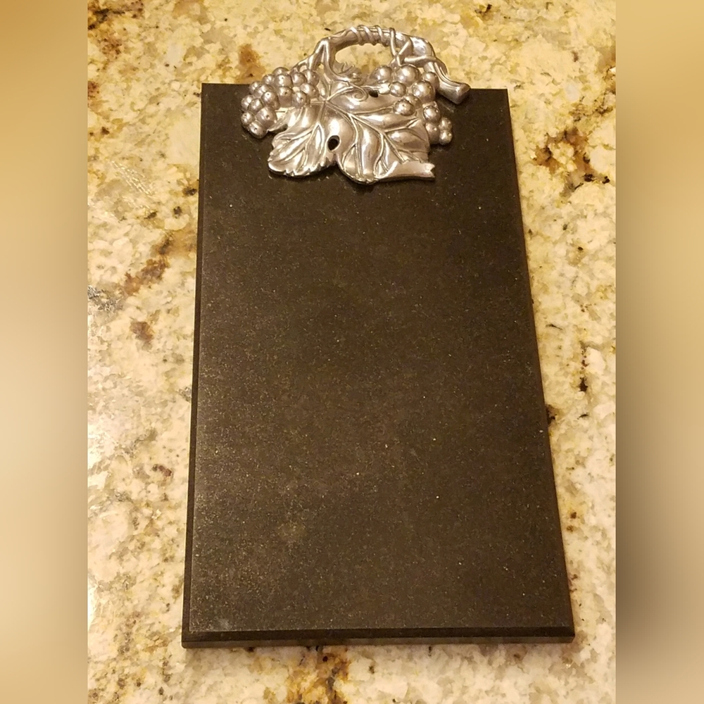 Stunning Black Granite Rectangular Cheese Board with Aluminim Fruit Decoration
